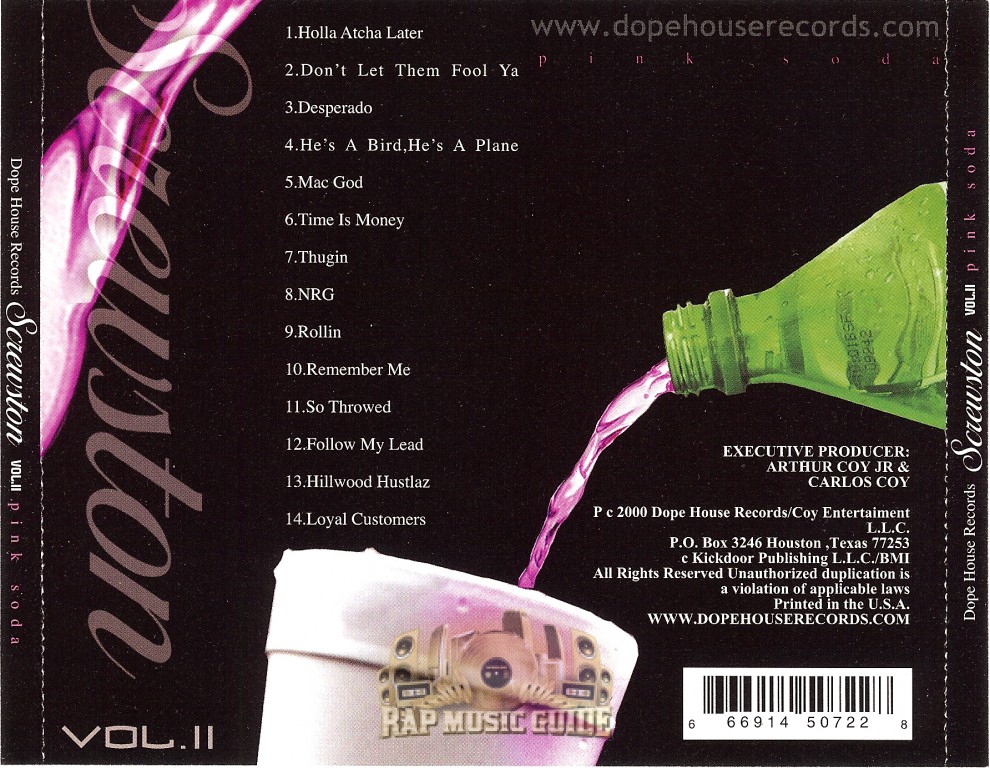 Dope House Records Screwston Vol. II Pink Soda 1st Press. CD Rap